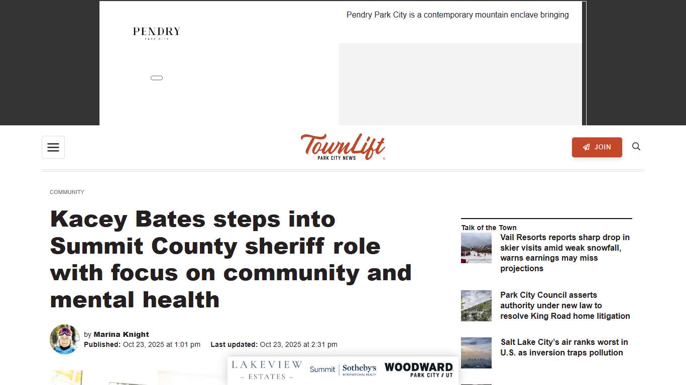 Kacey Bates steps into Summit County sheriff role with focus on community and mental health - TownLift, Park City News