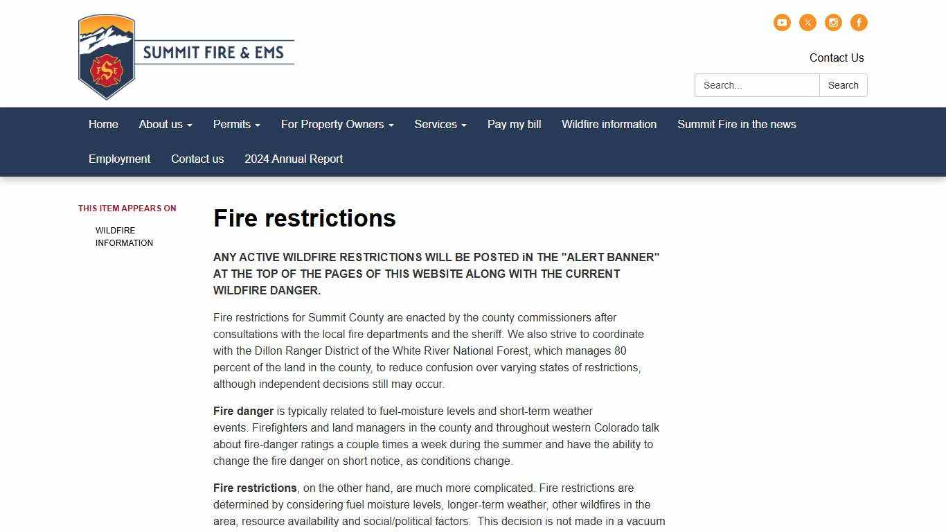 Fire restrictions - Summit Fire & EMS District